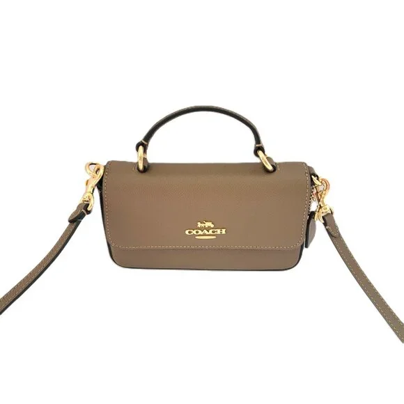 Coach CCK67 Mini Josie Top Handle Bag Crossbody Handbag Dark Stone Leather
